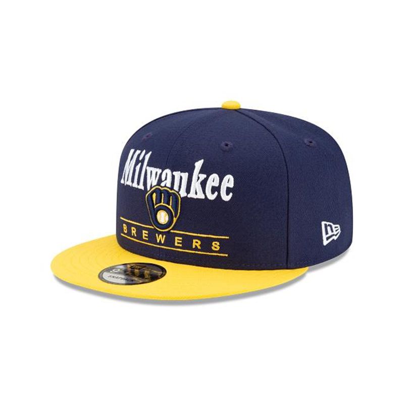 MLB Milwaukee Brewers Two Tone Retro 9Fifty Snapback (JBG1215) - Blue New Era Caps